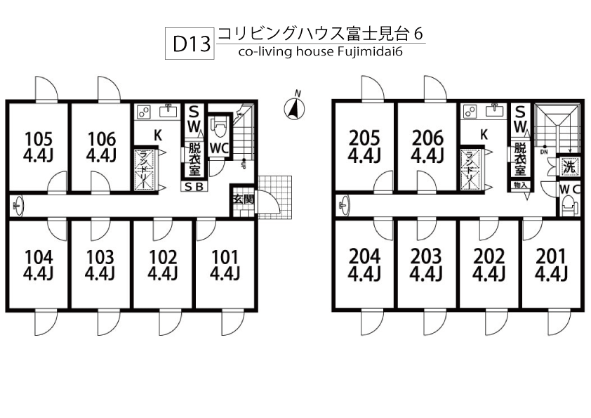 D13 コリビングハウス富士見台6間取り図