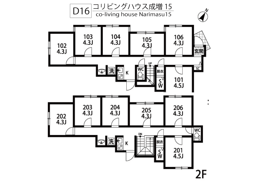 D16 コリビングハウス成増15間取り図
