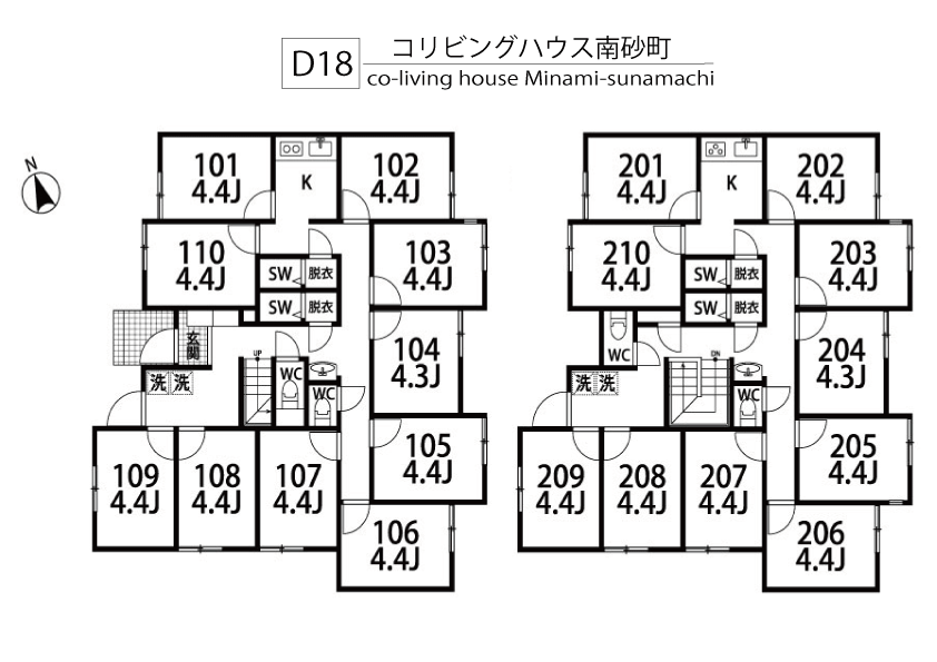 D18 コリビングハウス南砂町間取り図