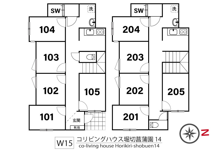 W15 コリビングハウス堀切菖蒲園14間取り図