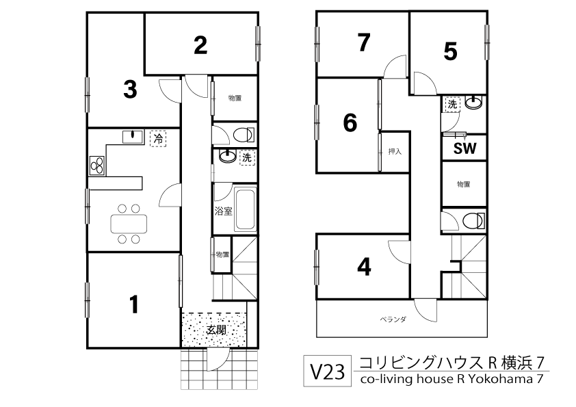 V23 co-living house R Yokohama 7間取り図