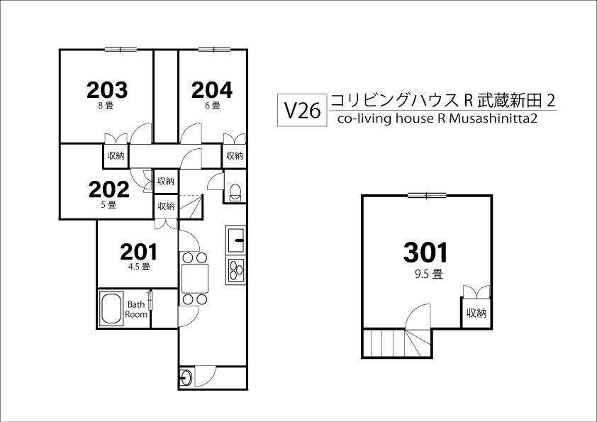 V26 코리빙하우스 R 무사시닛타2間取り図
