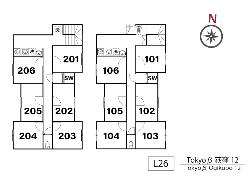 L26 Tokyoβ Ogikubo 12間取り図