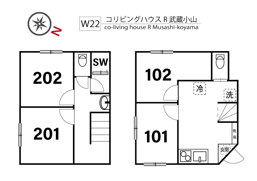 W22 コリビングハウス R 武蔵小山間取り図