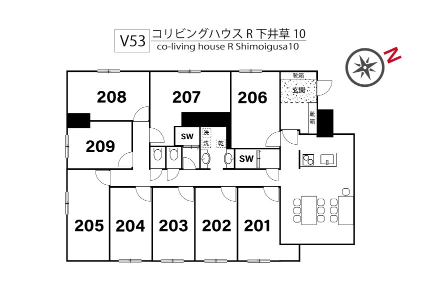 V53 コリビングハウス R 下井草10間取り図