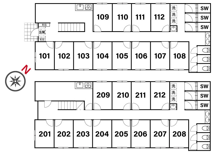 C253 co-living house Shinshibamata 11間取り図