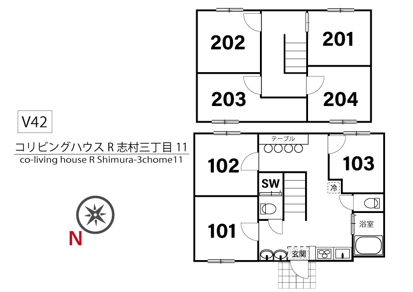 V42 コリビングハウス R 志村三丁目11間取り図