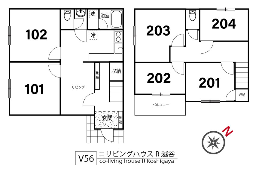 V56 Co-living house R 越谷間取り図