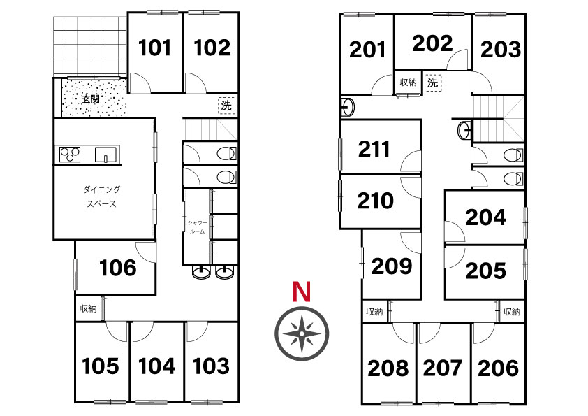 V62 co-living house R Ichikawa間取り図
