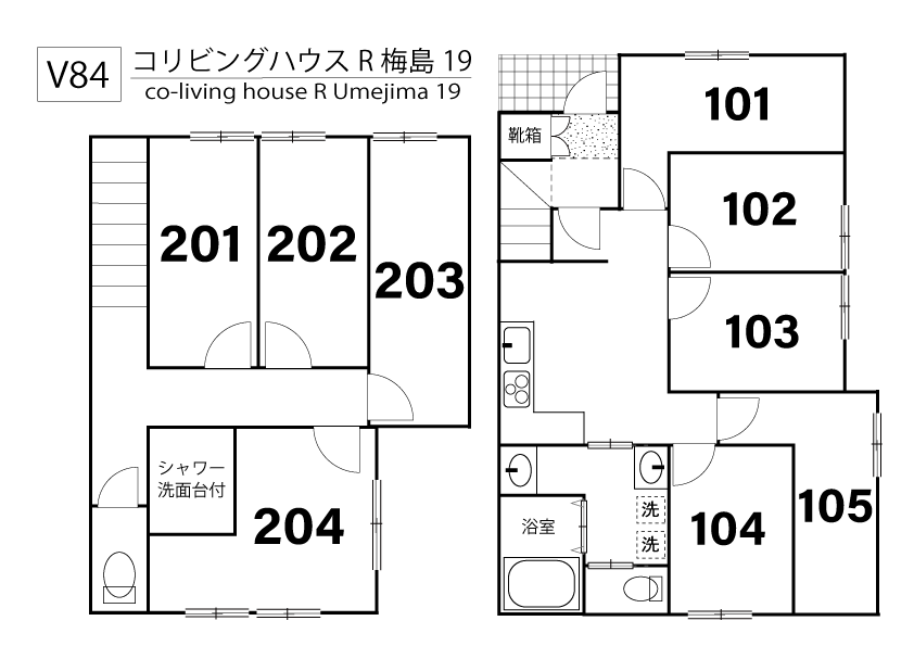 V84 コリビングハウス R 梅島19間取り図