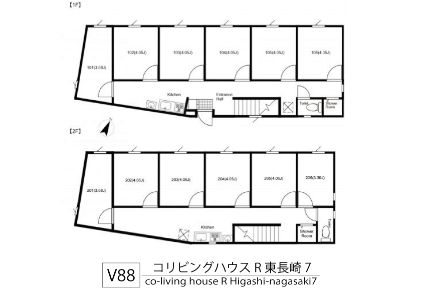 V88 Co-living House R Higashinagasaki 7間取り図