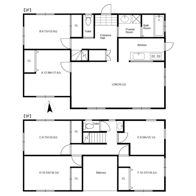 V89 Co-living house R Kodaira 2間取り図