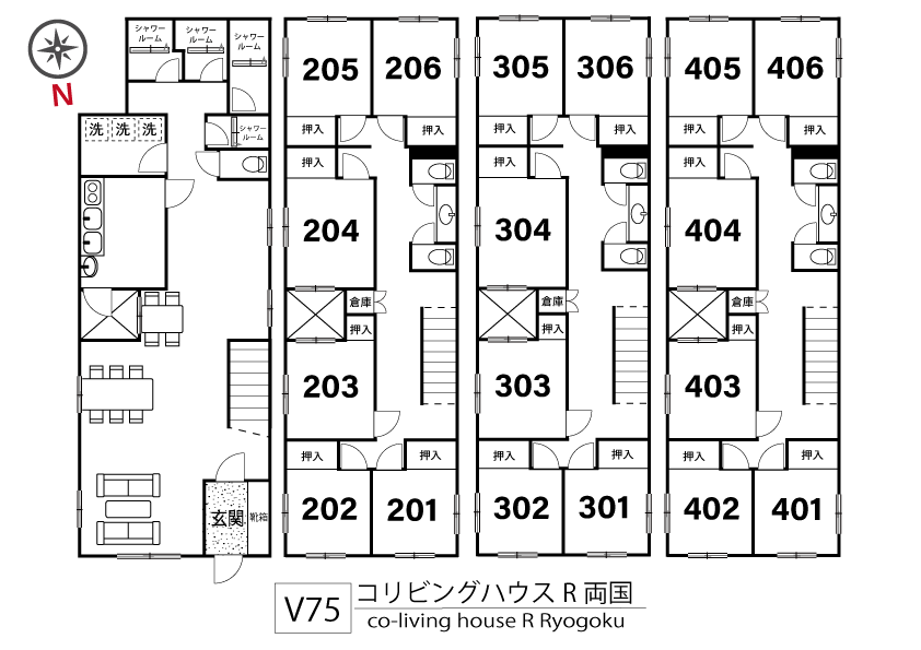 V75 코리빙하우스 R 료고쿠間取り図