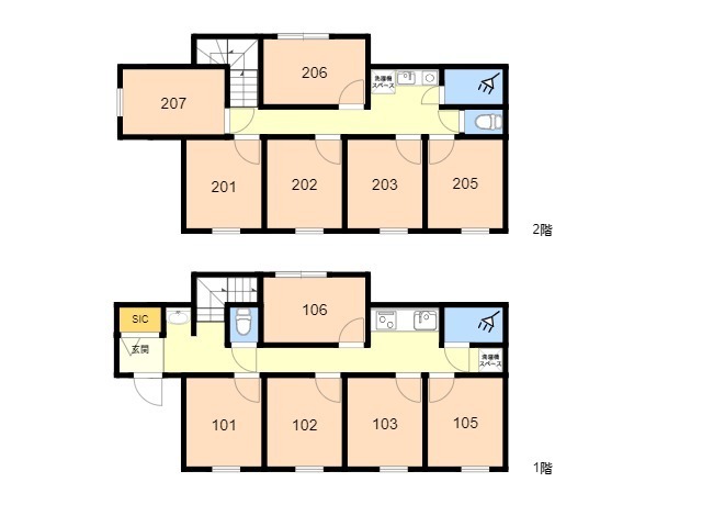 K6 TOKYO β 喜多見2間取り図