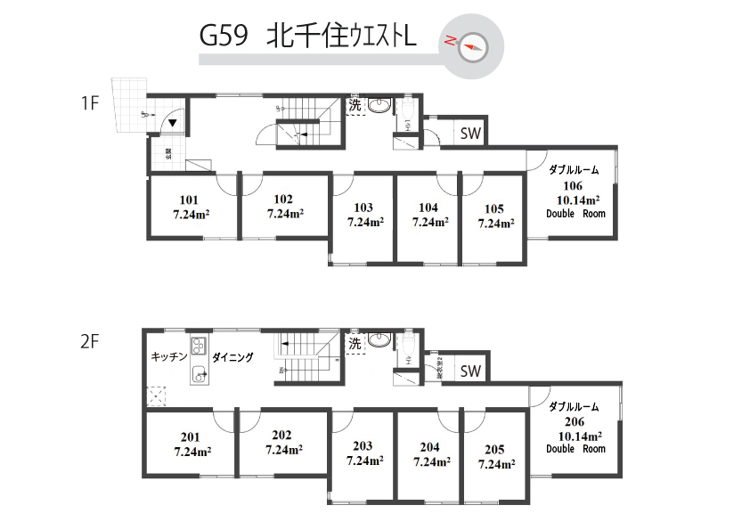 G59/F114 TOKYO β Kitasenju 8間取り図