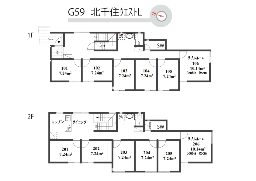 G59/F114 TOKYO β Kitasenju 8 (Kitasenju WEST L)間取り図