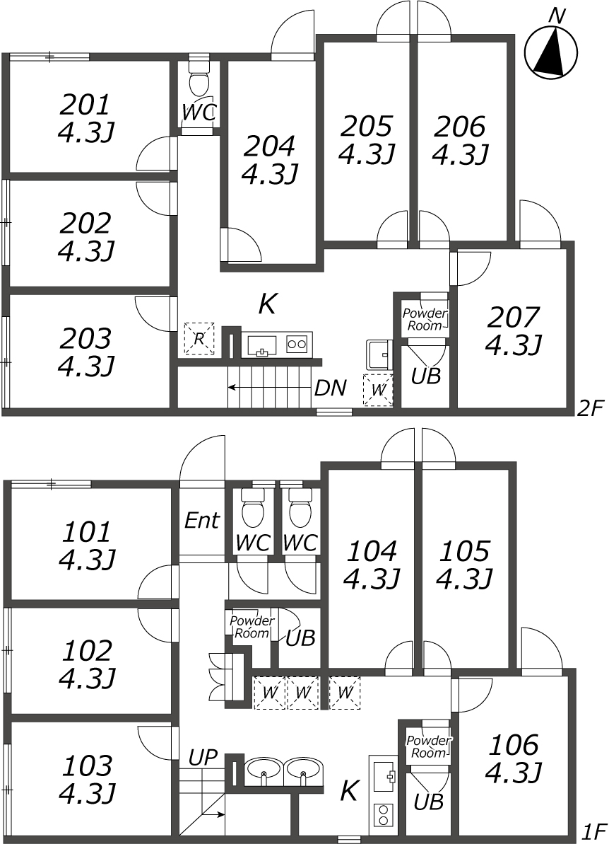 K57 TOKYO β 若林1間取り図