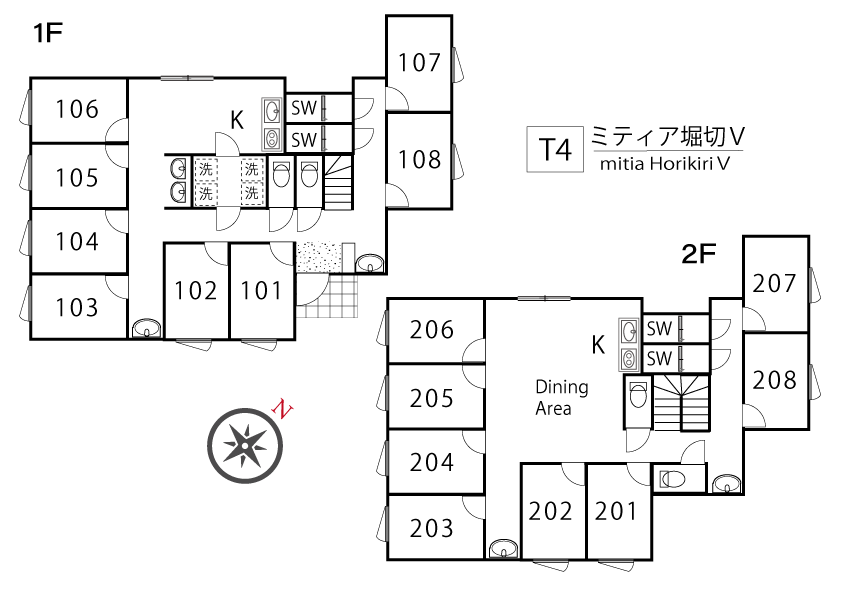 T4/K324 Tokyoβ Kosuge 2間取り図