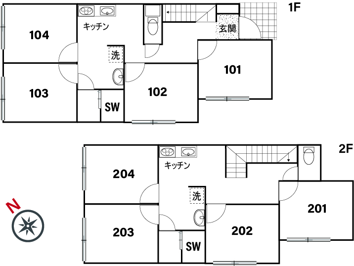 C65/L268 Tokyoβ Rokucho24 (co-living house RokuchoⅡ) 間取り図