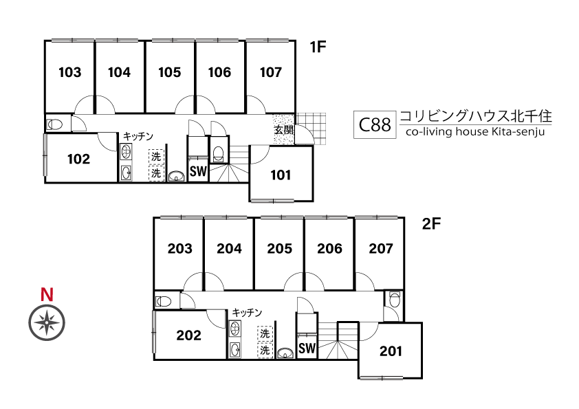 C88 コリビングハウス北千住間取り図